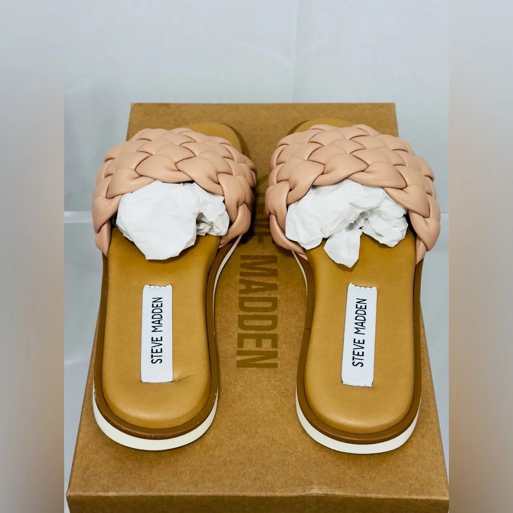 Steve Madden Womens Paislee Blush Braided Open Toe Slide Sandals Size 6 NIB - Picture 6 of 9